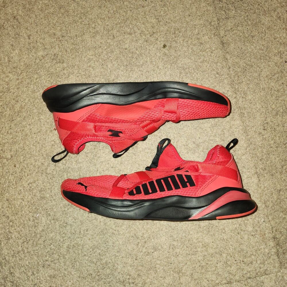 Mens Puma High Risk Red Black Softride Rift Slip-on Athletic Sneakers | M8.5